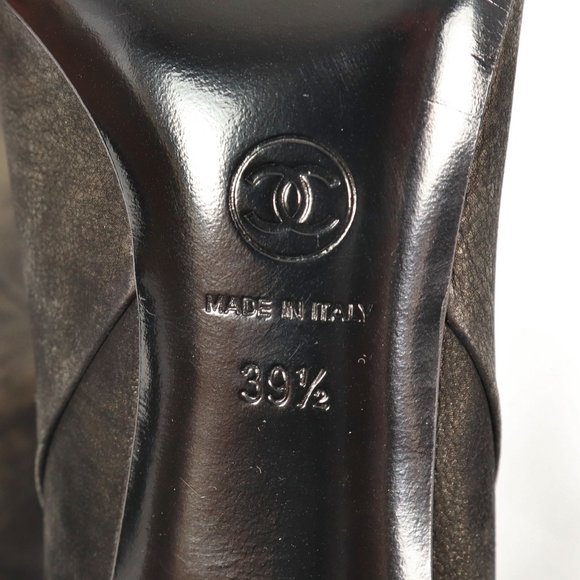 Chanel *BRAND NEW* Leather Knee-High Two-Tone Heeled Boots Size 39-1/2 - Picture 10 of 10